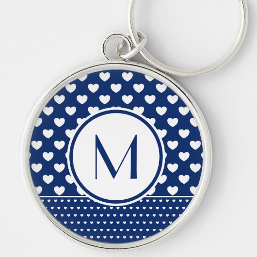 Classy Royal Blue Custom Monogram Button Sleutelha Sleutelhanger (Voorkant)