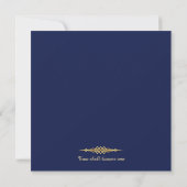 Classy Royal Blue Gold Lijst Wedding Invitation Kaart (Achterkant)
