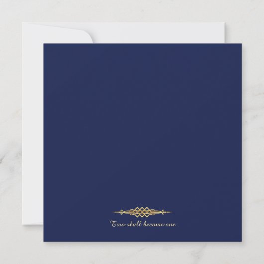 Classy Royal Blue Gold Lijst Wedding Invitation Kaart (Achterkant)