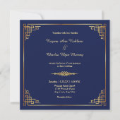 Classy Royal Blue Gold Lijst Wedding Invitation Kaart (Voorkant)