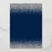 Classy Royal Blue Quinceañera Silver Tiara Glitter Folie Uitnodiging (Achterkant)