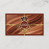 Classy Royal Brown Gold Crown Logo Foto QR-code Visitekaartje (Voorkant)