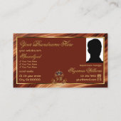 Classy Royal Brown Gold Crown met Monogram Foto Visitekaartje (Achterkant)