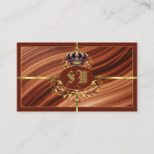 Classy Royal Brown Gold Crown met Monogram Foto Visitekaartje (Voorkant)