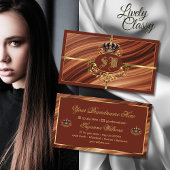 Classy Royal Brown Gold Crown met Monogram Nobly Visitekaartje