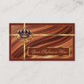 Classy Royal Brown Gold Crown met QR-code Nobly Visitekaartje (Voorkant)