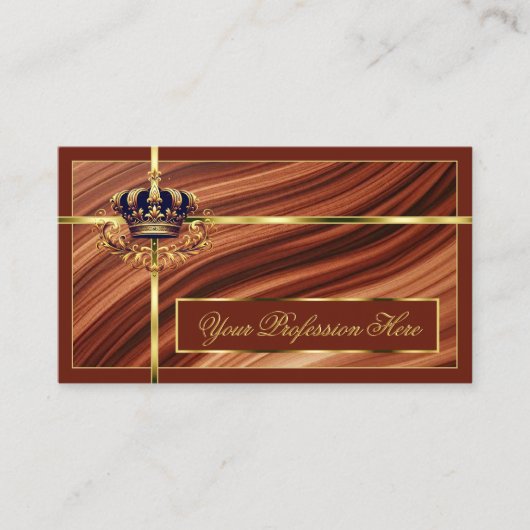 Classy Royal Brown Gold Crown met QR-code Nobly Visitekaartje (Voorkant)