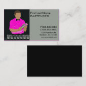 Classy roze bartender visitekaartjes (Voorkant / Achterkant)