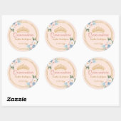 Classy Roze Blauw Bloemen Quinceanera Ronde Sticker (Vel)