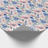Classy Roze & Blauwe Bloem Bunch Cadeaupapier (Hoek)