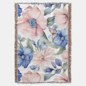 Classy Roze & Blauwe Bloem Bunch Deken (Voorkant Verticaal)