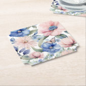 Classy Roze & Blauwe Bloem Bunch Kartonnen Onderzetters (Gekanteld)