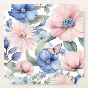 Classy Roze & Blauwe Bloem Bunch Kartonnen Onderzetters