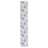 Classy Roze & Blauwe Bloem Bunch Lange Tafelloper (Voorkant)
