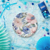 Classy Roze & Blauwe Bloem Bunch Papieren Bordje (Feest)