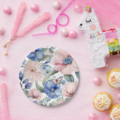 Classy Roze & Blauwe Bloem Bunch Papieren Bordje (Feest)