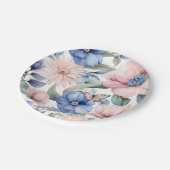 Classy Roze & Blauwe Bloem Bunch Papieren Bordje (Gekanteld)