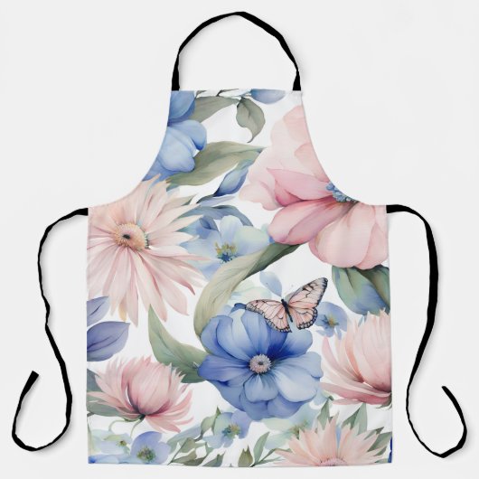 Classy Roze & Blauwe Bloem Bunch Schort (Voorkant)