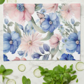 Classy Roze & Blauwe Bloem Bunch Theedoek (Gevouwen)