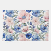Classy Roze & Blauwe Bloem Bunch Theedoek (Horizontaal)