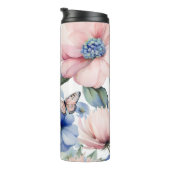 Classy Roze & Blauwe Bloem Bunch Thermosbeker (Geroteerd rechts)