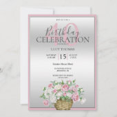 Classy roze bloem boeket decoratie verjaardag kaart (Voorkant)