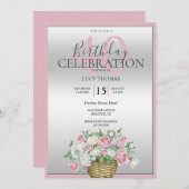 Classy roze bloem boeket decoratie verjaardag kaart (Voorkant / Achterkant)