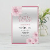 Classy Roze Bloem Decoratie Verjaardag Brunch Kaart (Staand voorkant)