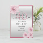 Classy roze bloem decoratie verjaardag kaart (Staand voorkant)