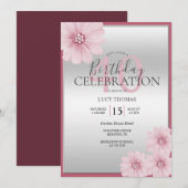 Classy roze bloem decoratie verjaardag kaart (Voorkant / Achterkant)