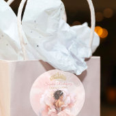 Classy roze bloemenjurk Quinceanera Ronde Sticker