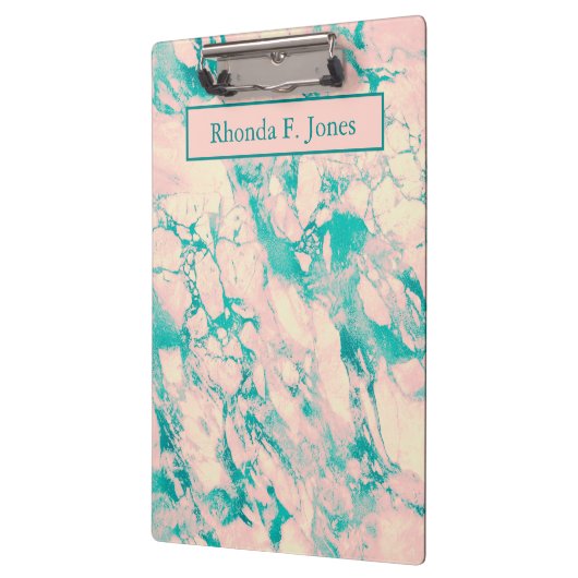 Classy roze en blauw marmer klembord (Links)