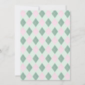 Classy roze en groene golfkar baby meisje douche kaart (Achterkant)