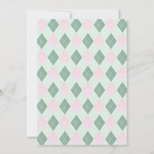 Classy roze en groene golfkar baby meisje douche kaart (Achterkant)