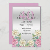 Classy roze en witte bloemen decoratie Verjaardag Kaart (Voorkant / Achterkant)