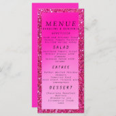 Classy roze Glitter bruiloft Menu (Voorkant / Achterkant)