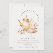 Classy Roze Gouden Bloemen Thee Set Vakantie Thee  Kaart (Voorkant)