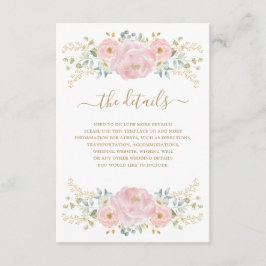 Classy Roze Gouden Botanische Bloemen Bruiloft Det Informatiekaartje