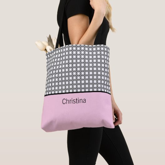 Classy roze monogram tote bag (Dichtbij)