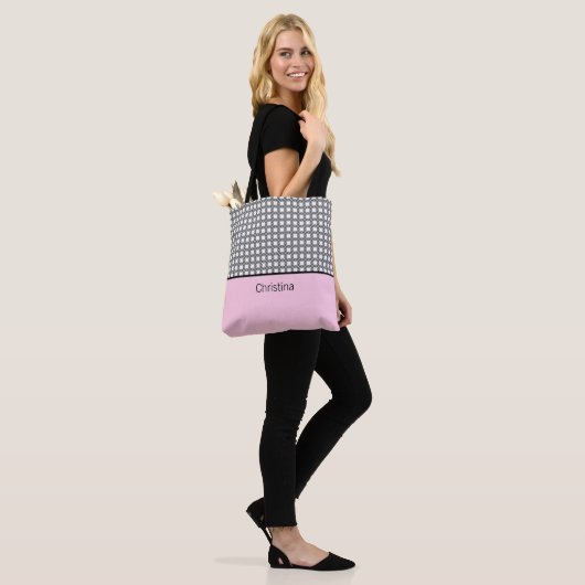 Classy roze monogram tote bag (Op model)