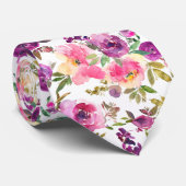 Classy Roze Paarse Waterverf Rozen Stropdas (Opgerold)