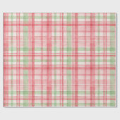 Classy Roze Rood Groen Waterverf Plaid Art Pattern Cadeaupapier (Vlak)