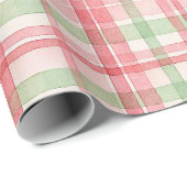 Classy Roze Rood Groen Waterverf Plaid Art Pattern Cadeaupapier (Rol Hoek)
