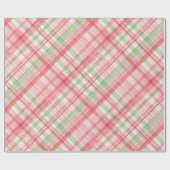 Classy Roze Rood Groen Waterverf Plaid Art Pattern Cadeaupapier (Vlak)