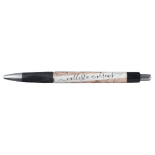 Classy roze Rose Gold Glitter Floral Line Art Pen