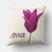 Classy roze tulp Een monogram aanpasbaar kussen (Achterkant)