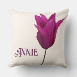 Classy roze tulp Een monogram aanpasbaar kussen