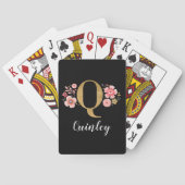 Classy Roze Zwart Monogram Initiaal Girly Letter Q Pokerkaarten (Achterkant)