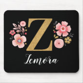 Classy Roze Zwart Monogram Initiaal Girly Letter Z Muismat (Voorkant)