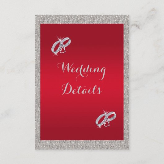 Classy Ruby Red & Sparkly Bauble Kerstbruiloft Informatiekaartje (Voorkant)